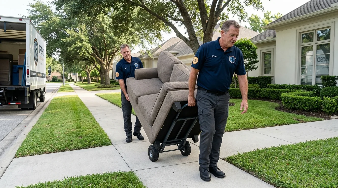 Local residential moving crew loading furniture in Whitman, MA
